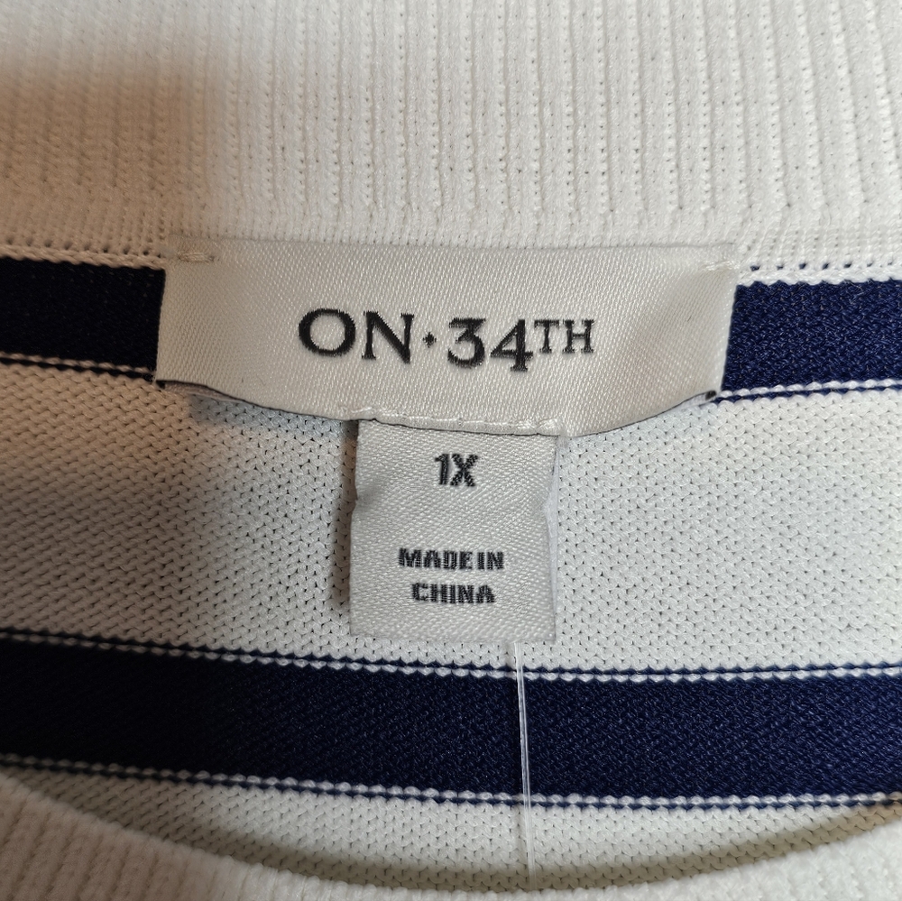 ON 34th Striped Navy and White Crewneck Sweater - Picture 6 of 12
